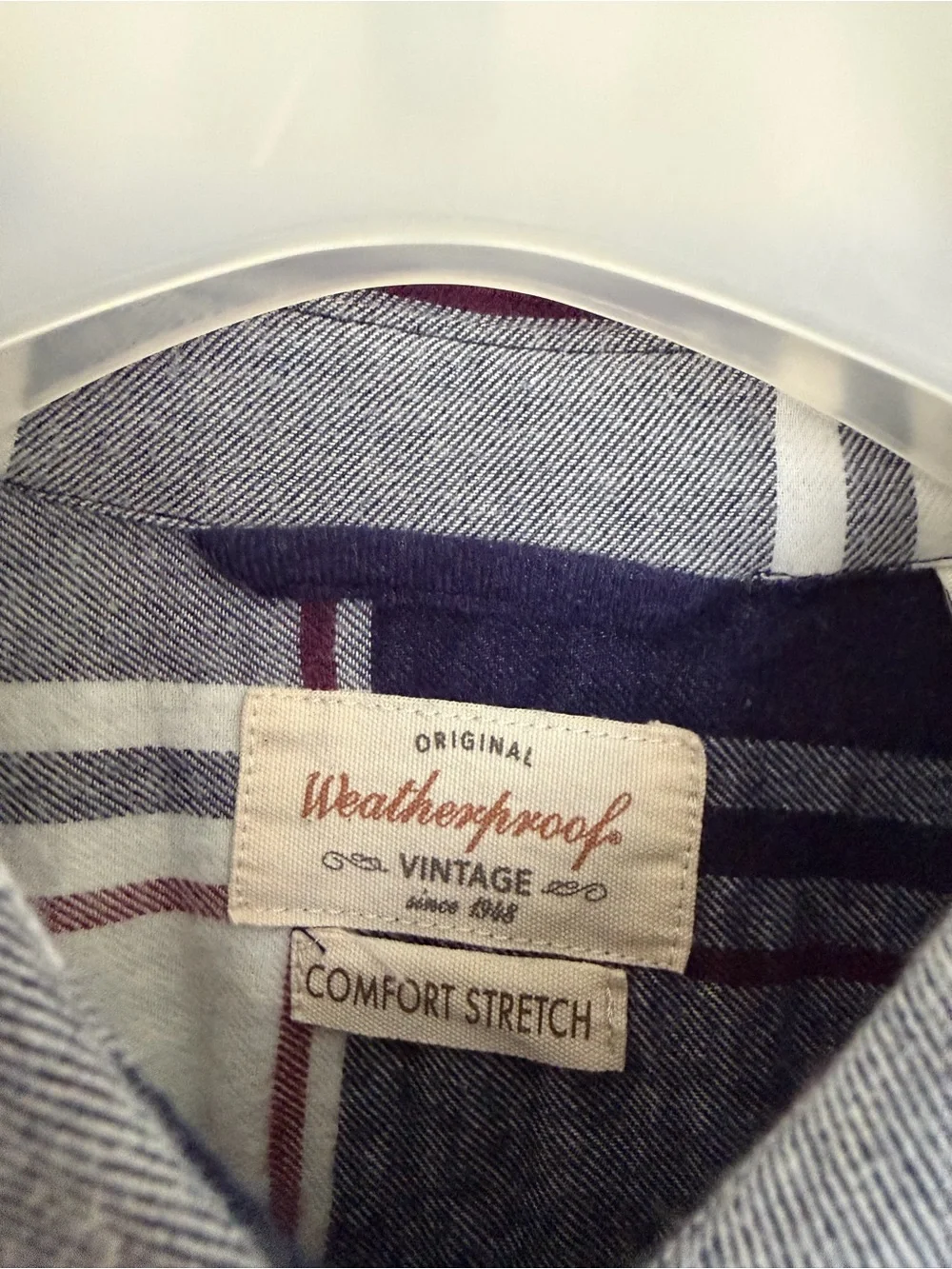 Weatherproof child’s Navy and White Plaid Button-Up Shirt. Size small